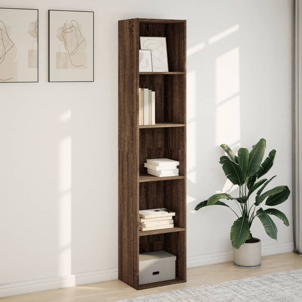 Βιβλιοθήκη Καφέ Δρυς 40x30x189 εκ. από Επεξεργασμένο Ξύλο