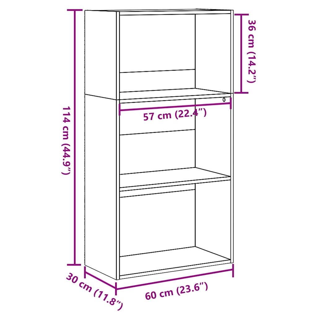 Βιβλιοθήκη Καπνιστή Δρυς 60x30x114 εκ. από Επεξεργασμένο Ξύλο