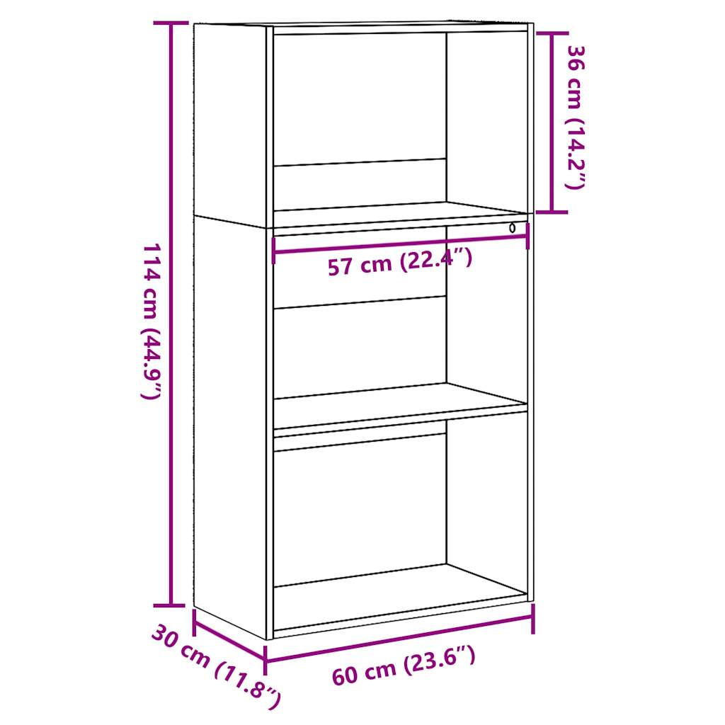 Βιβλιοθήκη Γκρι Sonoma 60x30x114 cm Ξύλινη κατασκευή