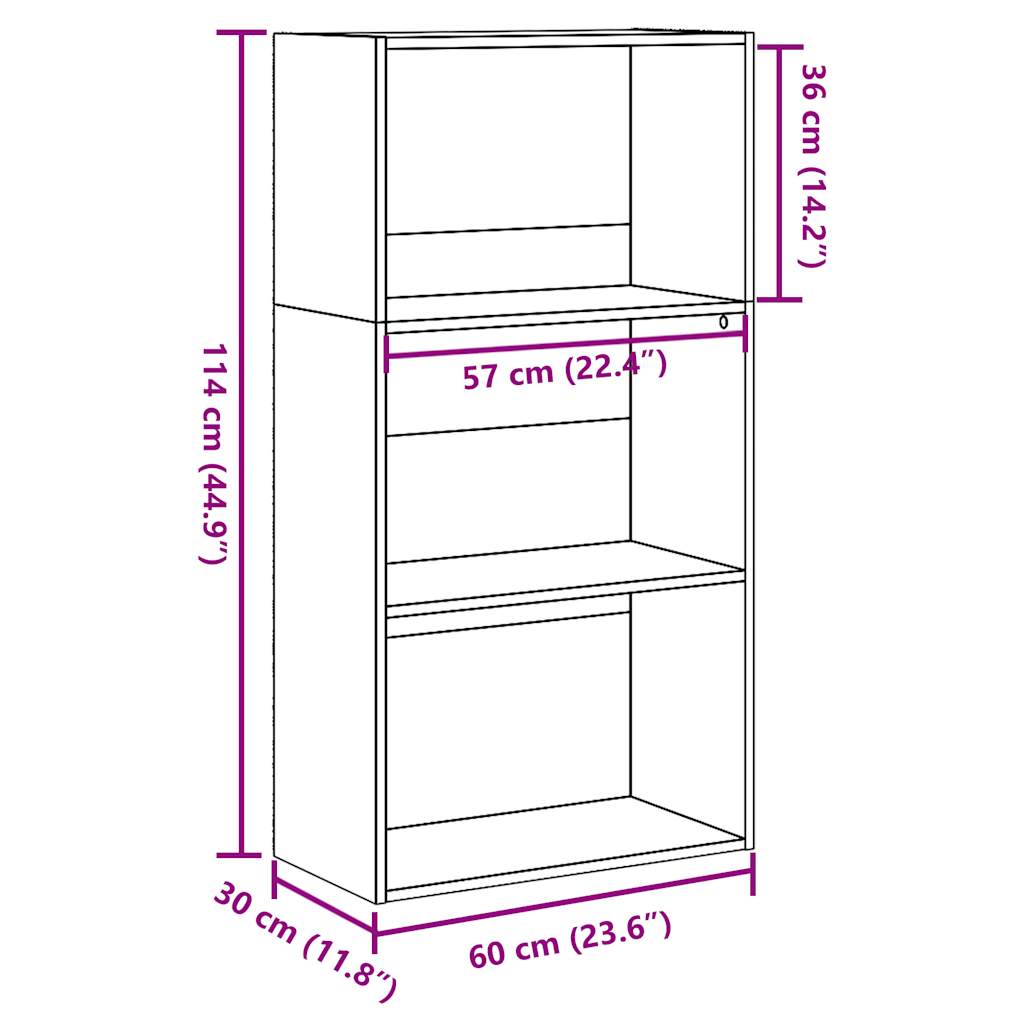 Βιβλιοθήκη Δρυς Αρτιζίας 60x30x114 cm Ξύλινη κατασκευή - Pakobazaar