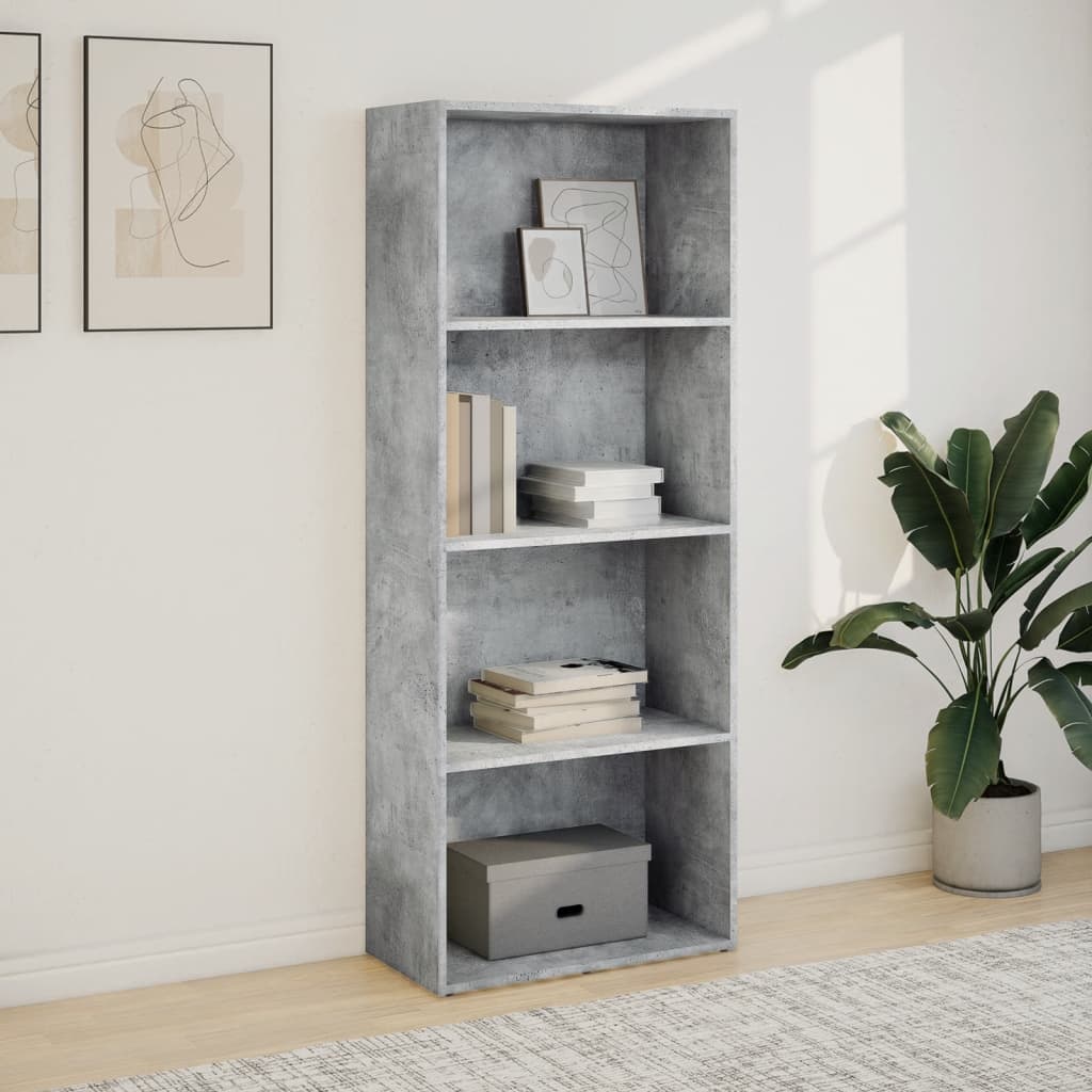 Βιβλιοθήκη Γκρι Σκυροδέματος 60x30x152 εκ. Επεξεργ. Ξύλο - Pakobazaar