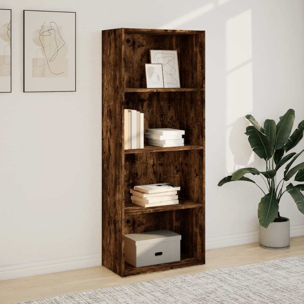 Βιβλιοθήκη Καπνιστή Δρυς 60x30x152 εκ. από Επεξεργασμένο Ξύλο