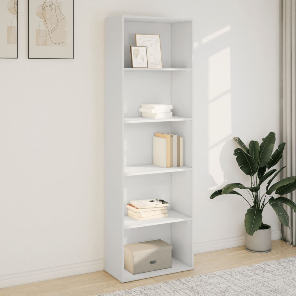 Βιβλιοθήκη Λευκή 60x30x189 εκ. από Επεξεργασμένο Ξύλο