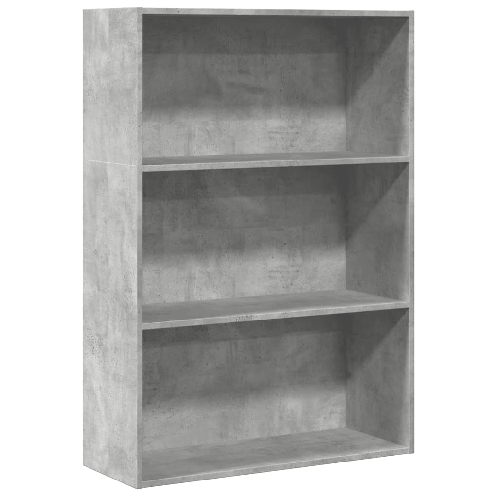 Βιβλιοθήκη Γκρι Σκυροδέματος 80x30x114 εκ. Επεξεργ. Ξύλο