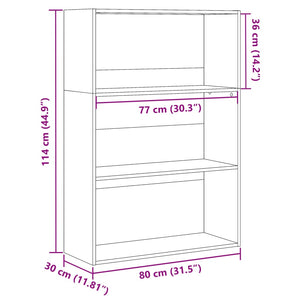 Βιβλιοθήκη Γκρι Σκυροδέματος 80x30x114 εκ. Επεξεργ. Ξύλο