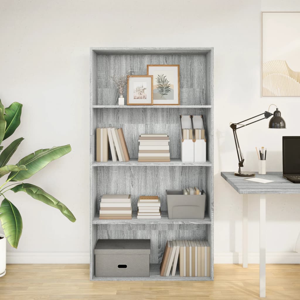 Βιβλιοθήκη Γκρι Sonoma 80x30x152 εκ. από Επεξεργασμένο Ξύλο - Pakobazaar