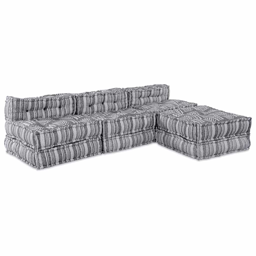 Αρθρωτός Καναπές 4 pcs Εκτύπωση Γκρι ύφασμα - Pakobazaar