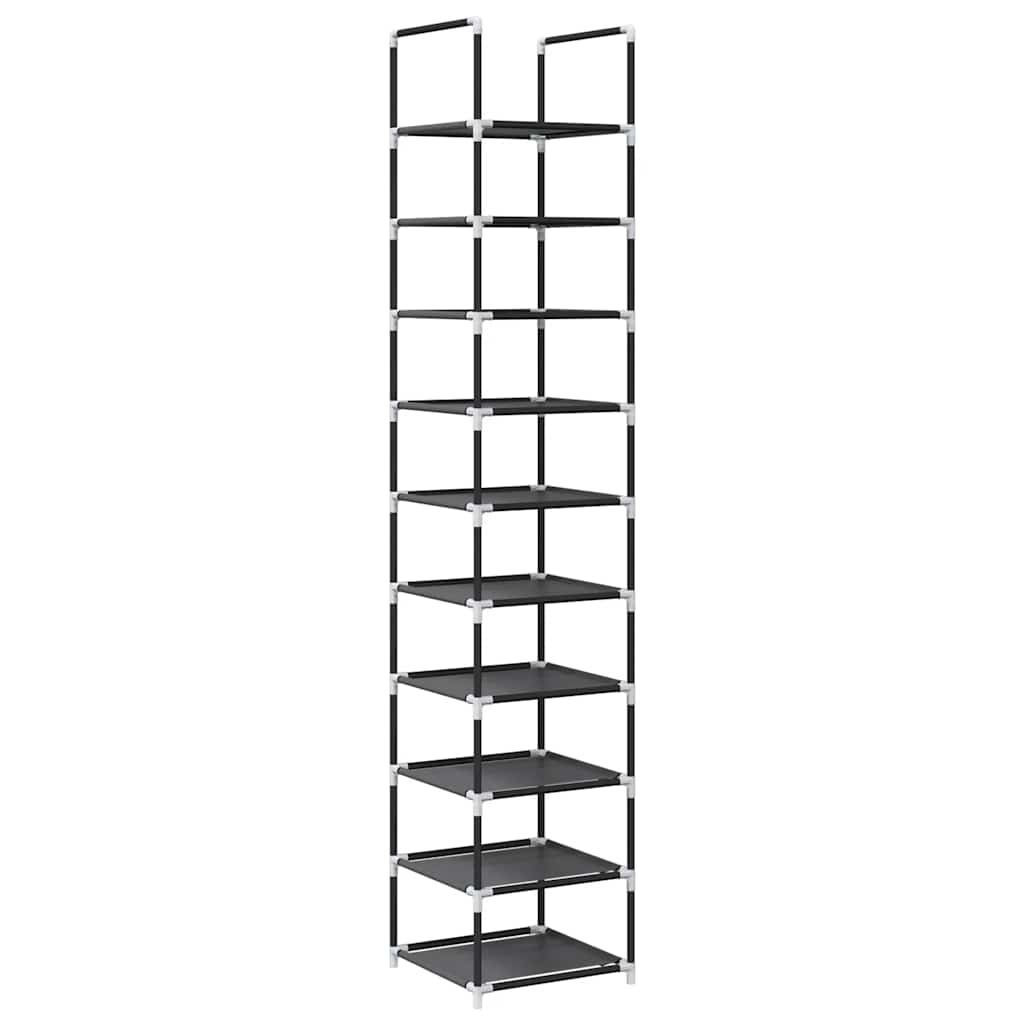 Ράφι παπουτσιών  10 επιπέδων μαύρο 33x33x174 cm