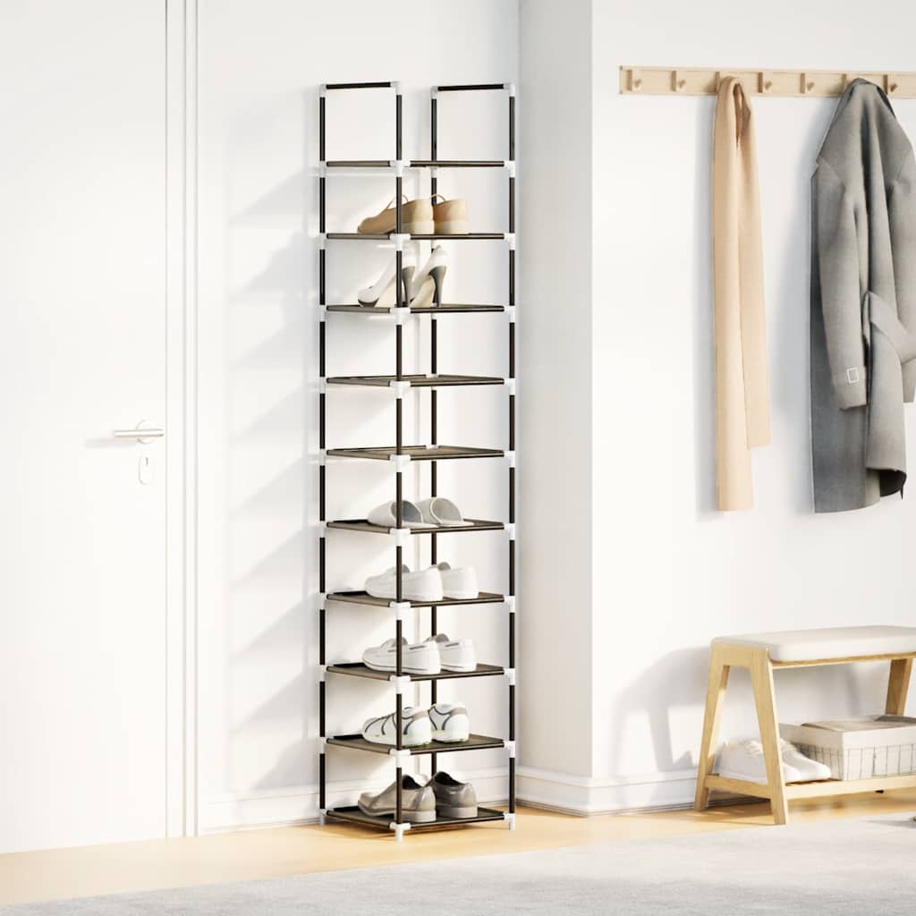 Ράφι παπουτσιών  10 επιπέδων μαύρο 33x33x174 cm