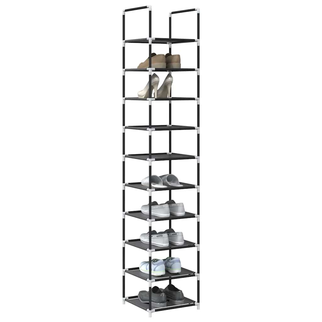 Ράφι παπουτσιών  10 επιπέδων μαύρο 33x33x174 cm
