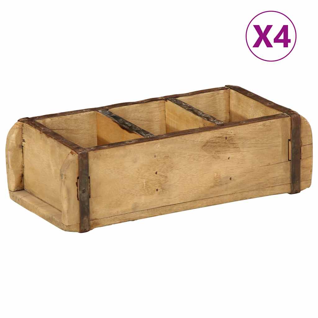 Δίσκος 4 pcs Καφέ 30 x 14 x 9 εκ Στερεό Ανακτηθέν Ξύλο - Pakobazaar