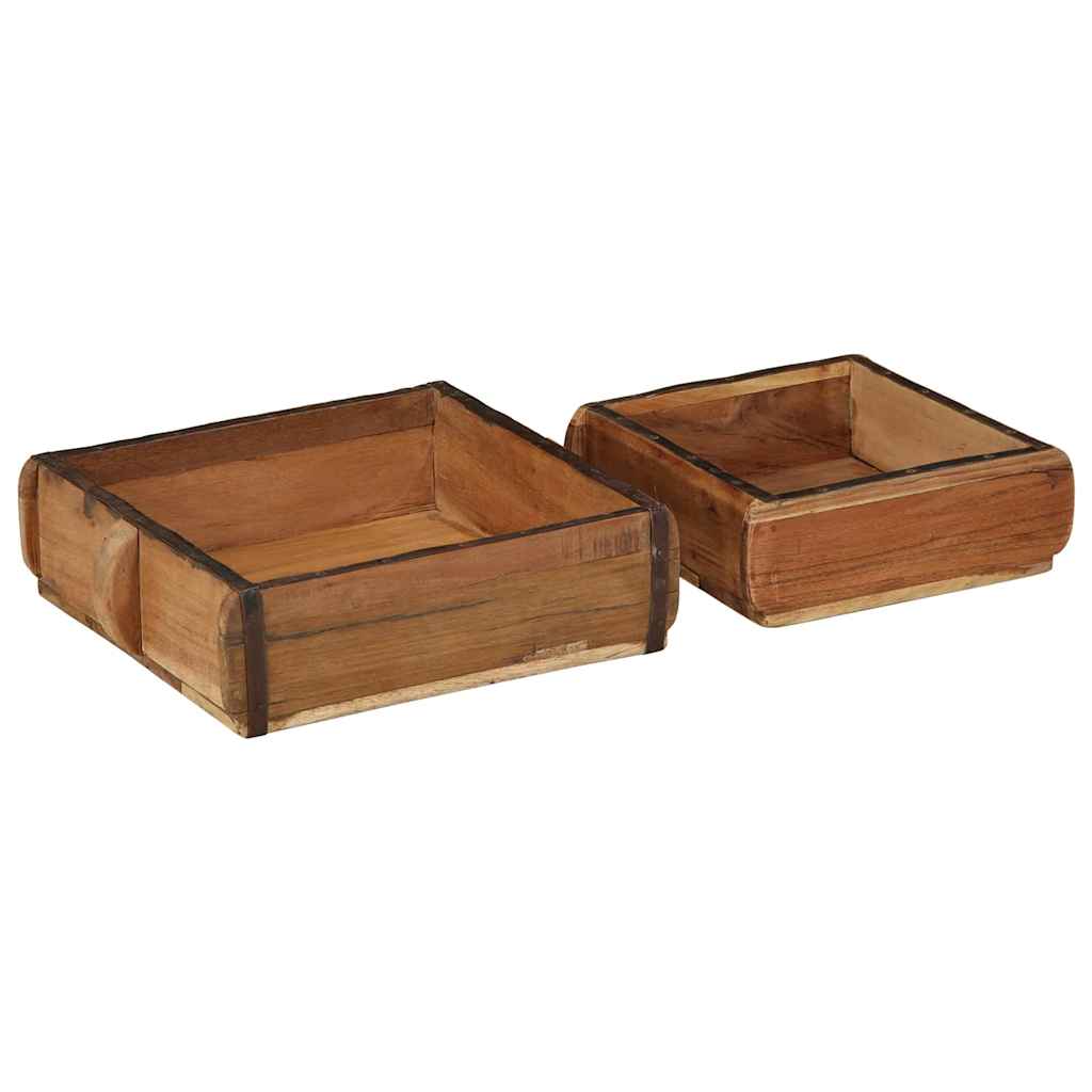 Δίσκος 2 pcs Καφέ 29 x 31 x 10 εκ Στερεό Ανακτηθέν Ξύλο