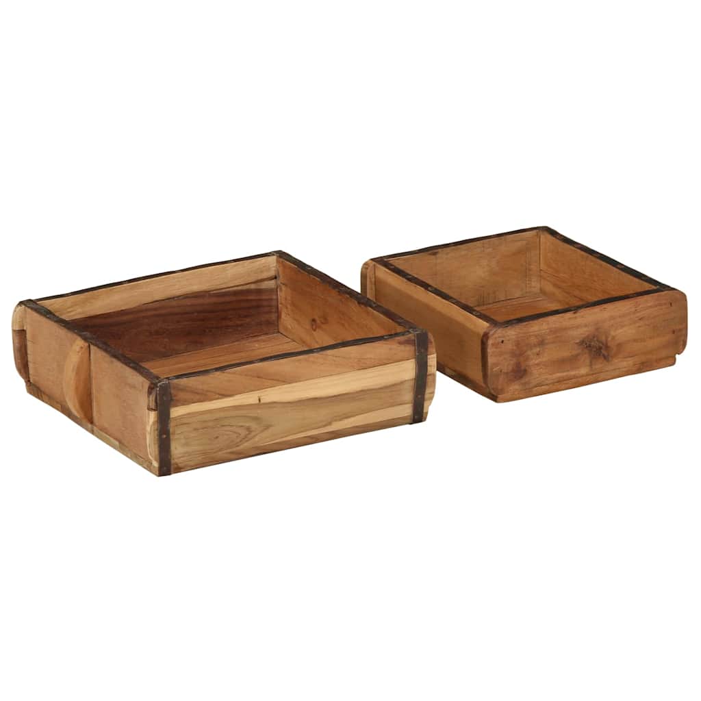 Δίσκος 2 pcs Καφέ 29 x 31 x 10 εκ Στερεό Ανακτηθέν Ξύλο