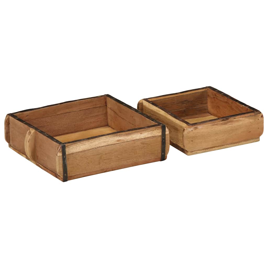 Δίσκος 2 pcs Καφέ 29 x 31 x 10 εκ Στερεό Ανακτηθέν Ξύλο