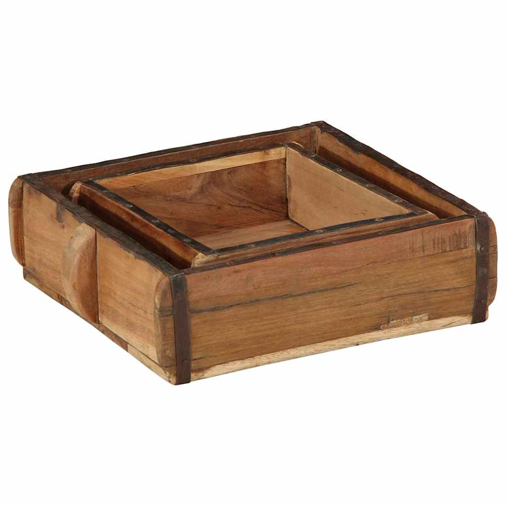 Δίσκος 2 pcs Καφέ 29 x 31 x 10 εκ Στερεό Ανακτηθέν Ξύλο