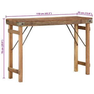End Table Καφέ 110 x 35 x 76 εκ. Στερεό Ανακτηθέν Ξύλο