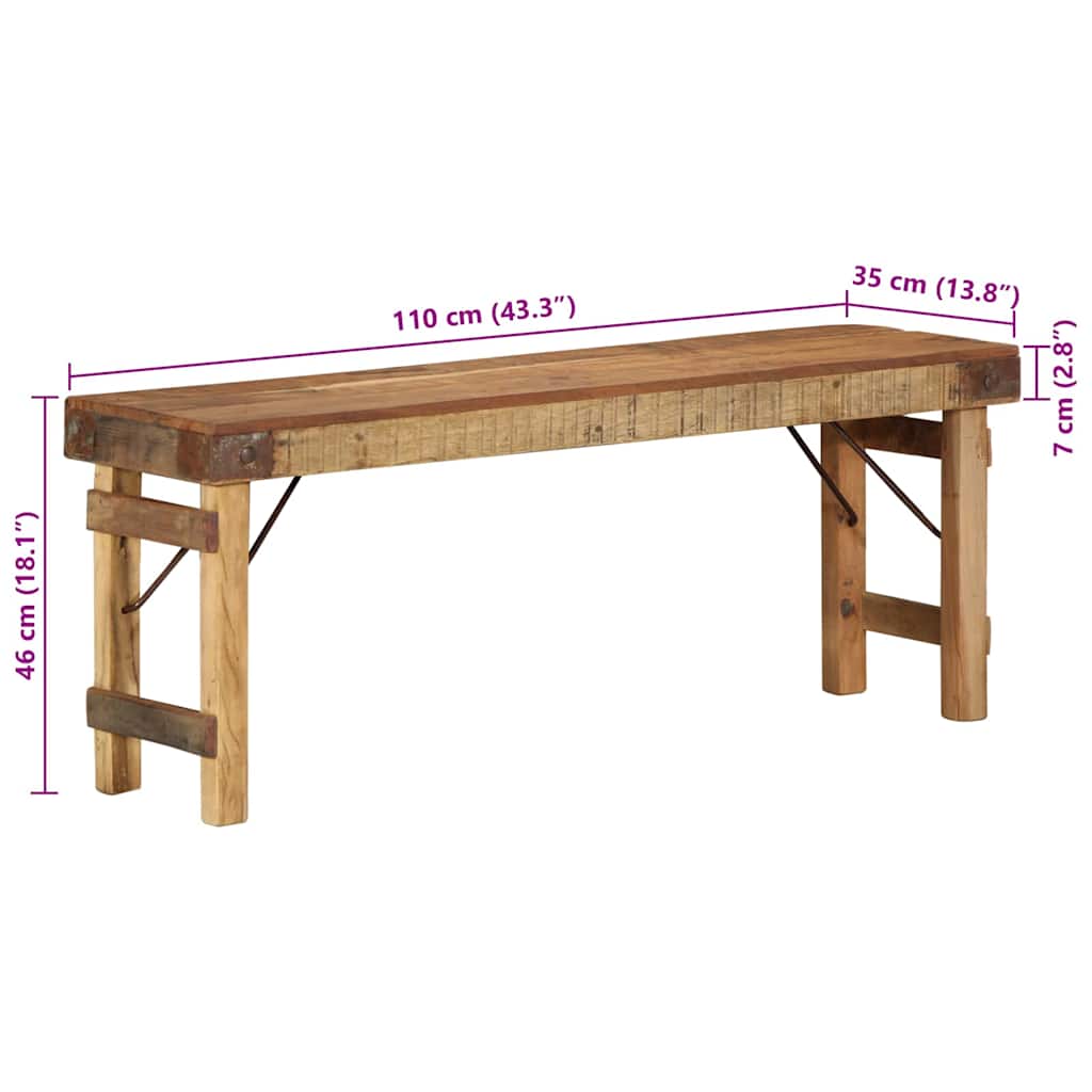 παγκάκι Φυσικό 110 x 35 x 46 cm Ανακτημένο Παλιό Ξύλο