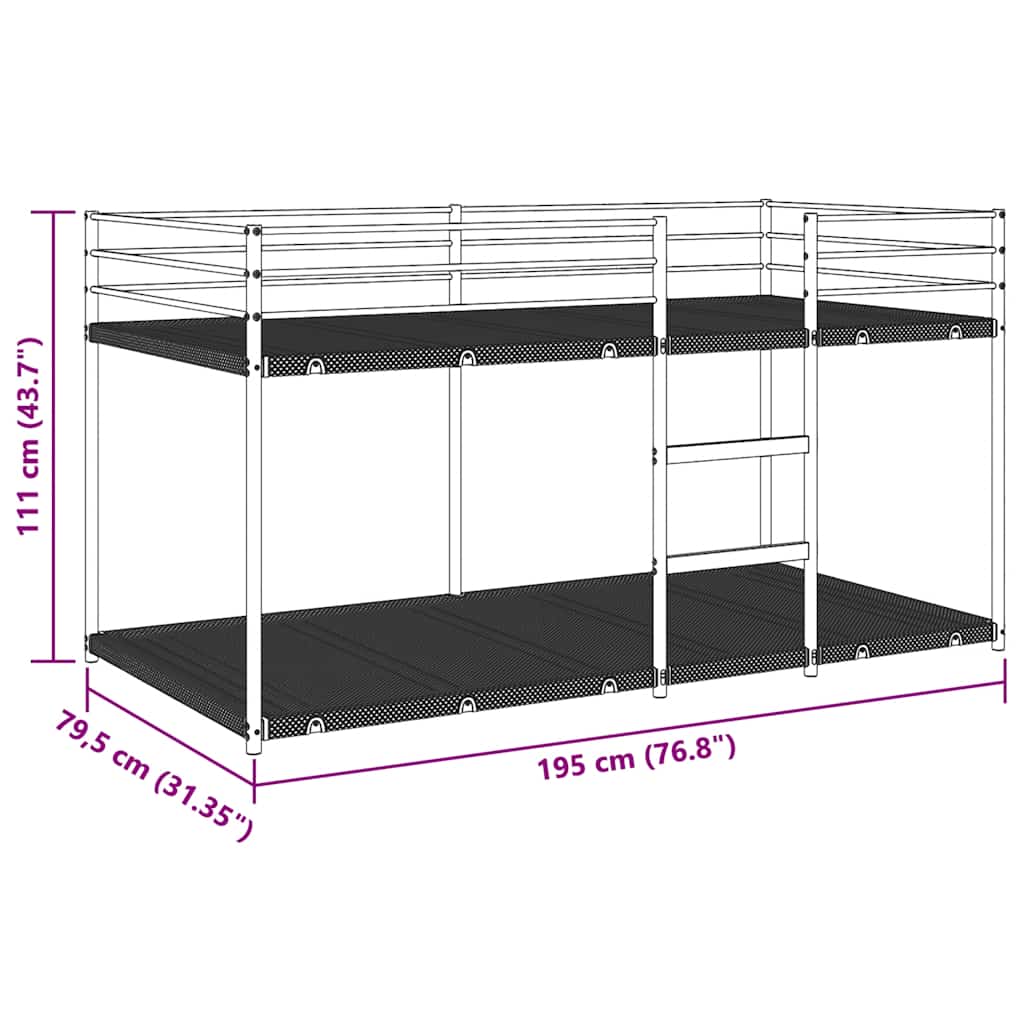 Κουκέτα χωρίς στρώμα Μαύρο 75x190 cm Ατσάλι - Pakobazaar