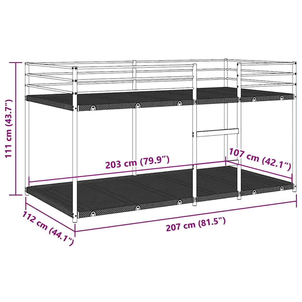 Κουκέτα χωρίς στρώμα Μαύρο 107x203 cm Ατσάλι - Pakobazaar