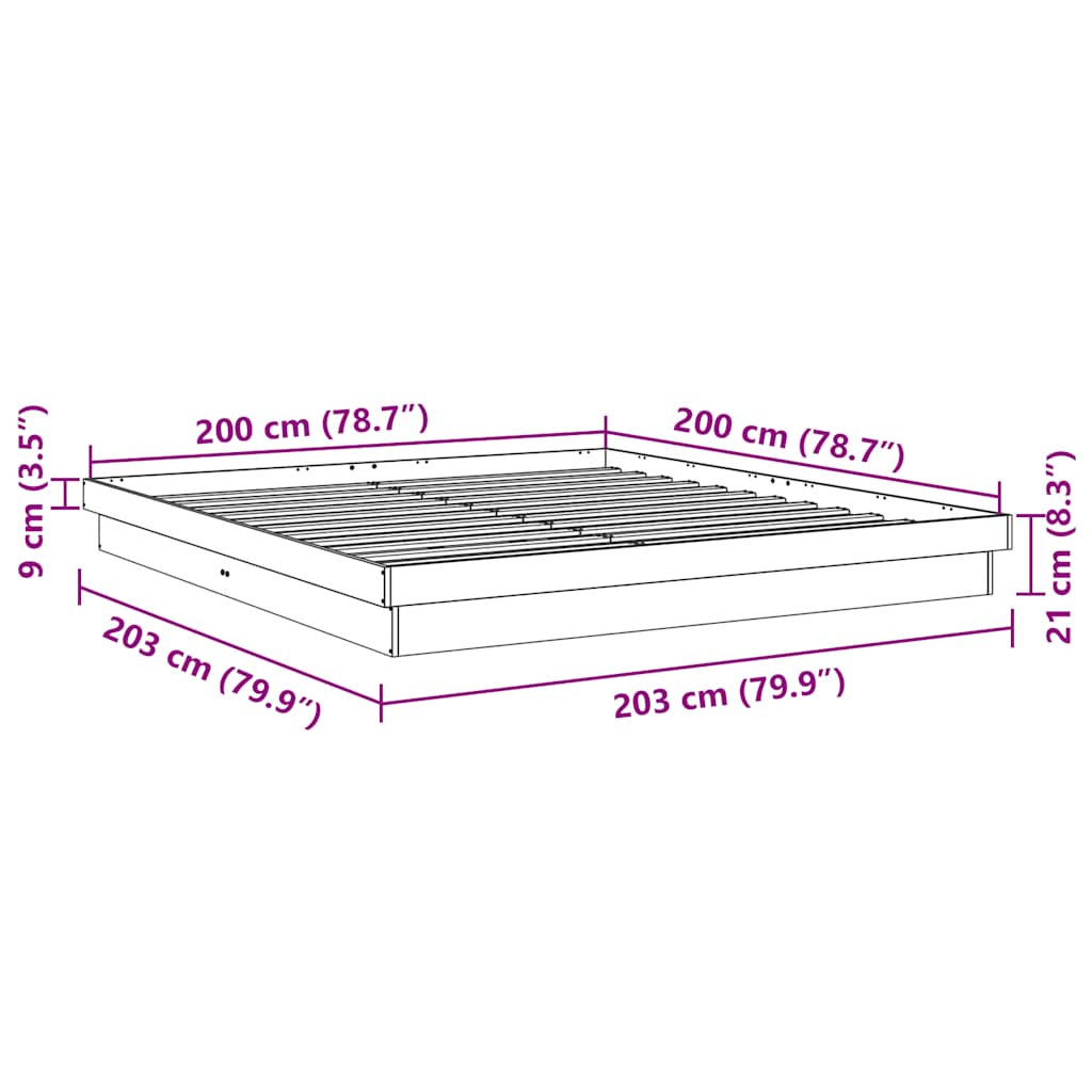 Πλαίσιο κρεβατιού χωρίς στρώμα 200x200 cm μασίφ ξύλο δρυς