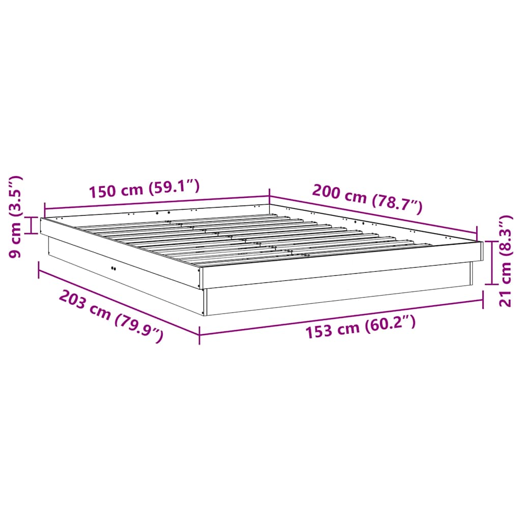 Πλαίσιο κρεβατιού χωρίς στρώμα 150x200 cm μασίφ ξύλο δρυς