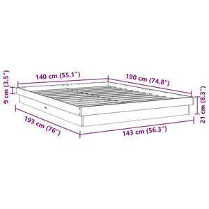 Πλαίσιο κρεβατιού  χωρίς στρώμα 140x190 cm μασίφ ξύλο δρυς
