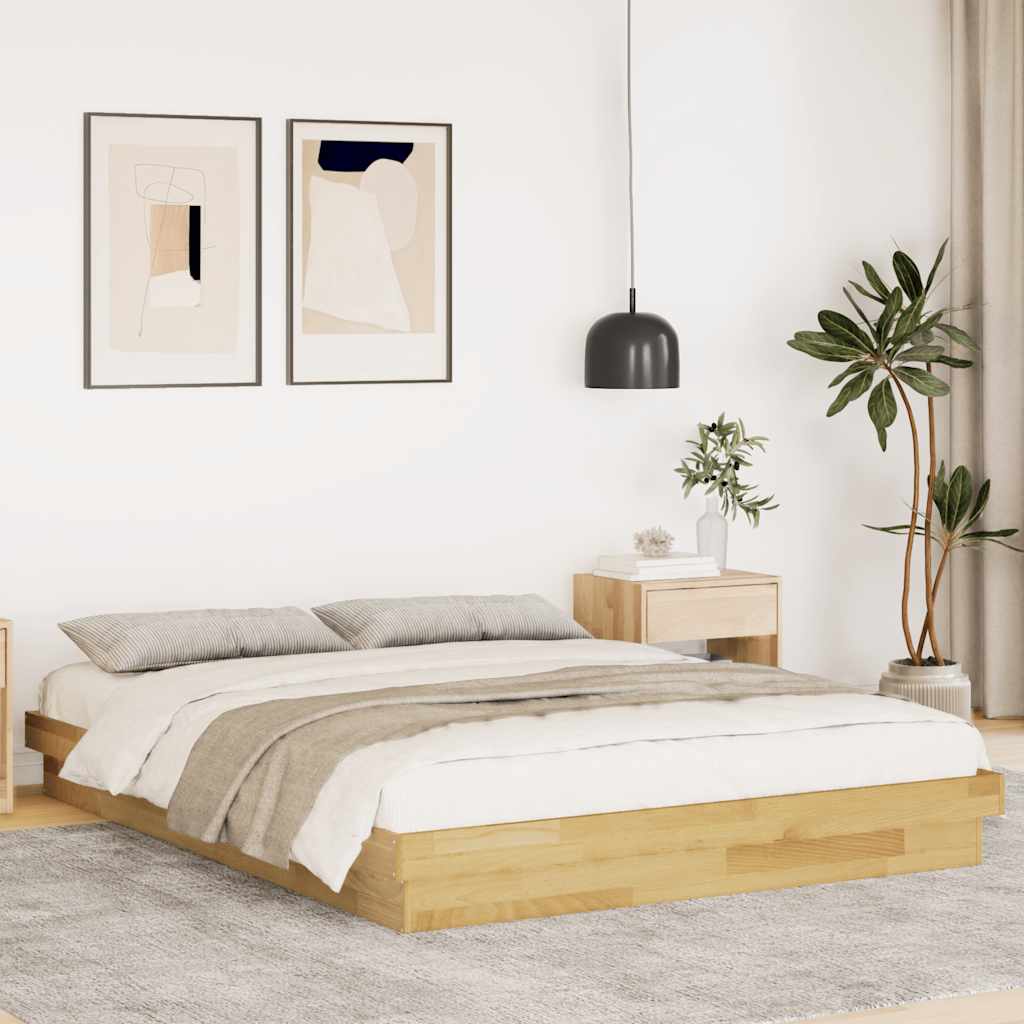 Πλαίσιο κρεβατιού  χωρίς στρώμα 140x190 cm μασίφ ξύλο δρυς
