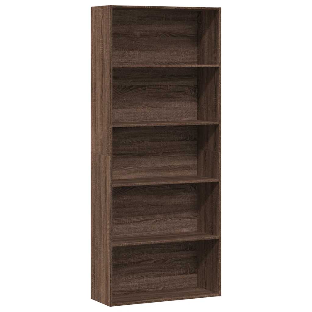 Ντουλάπι βιβλίων καφέ δρυς 80x30x189 cm Κατασκευασμένο ξύλο