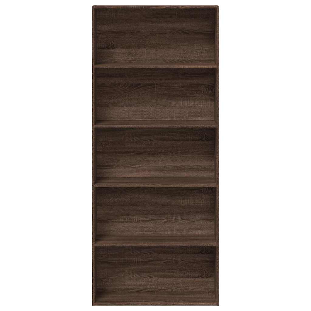 Ντουλάπι βιβλίων καφέ δρυς 80x30x189 cm Κατασκευασμένο ξύλο