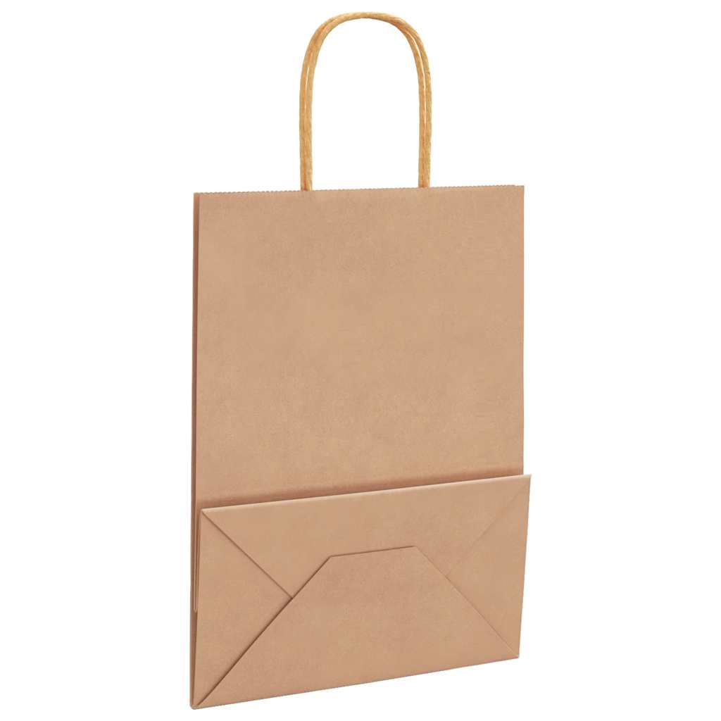 Χάρτινες σακούλες 250 τεμάχια με χερούλια Καφέ 21x11x28 εκ. - Pakobazaar