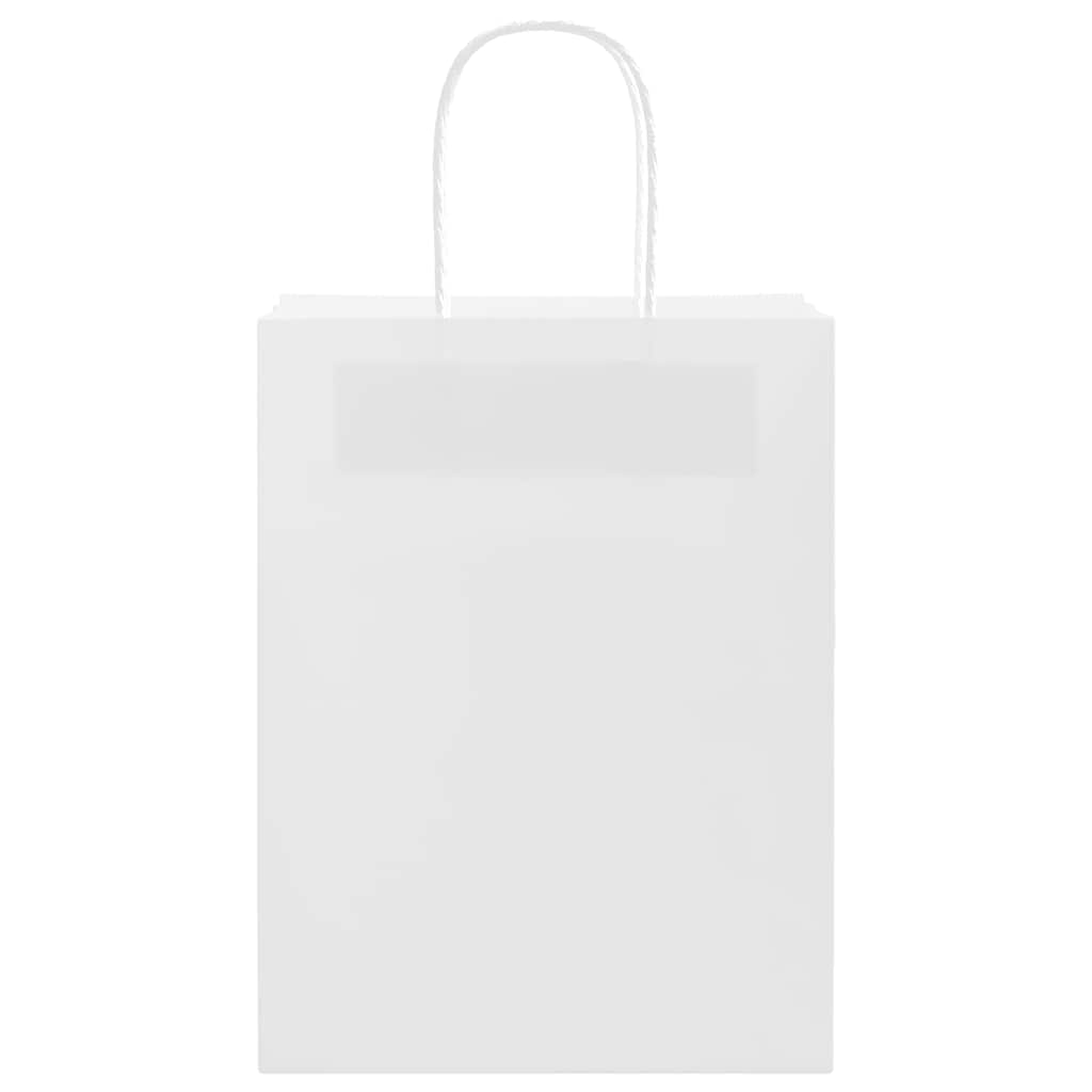 Χάρτινες σακούλες 50 τεμάχια με χερούλια Λευκό 21x11x28 εκ. - Pakobazaar