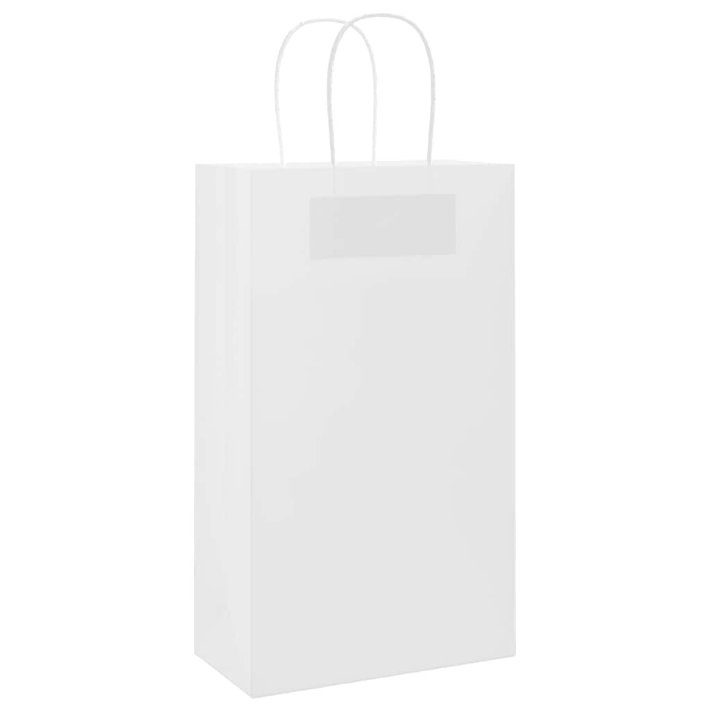 Χάρτινες σακούλες 50 τεμάχια με χερούλια Λευκό 21x11x36 εκ. - Pakobazaar