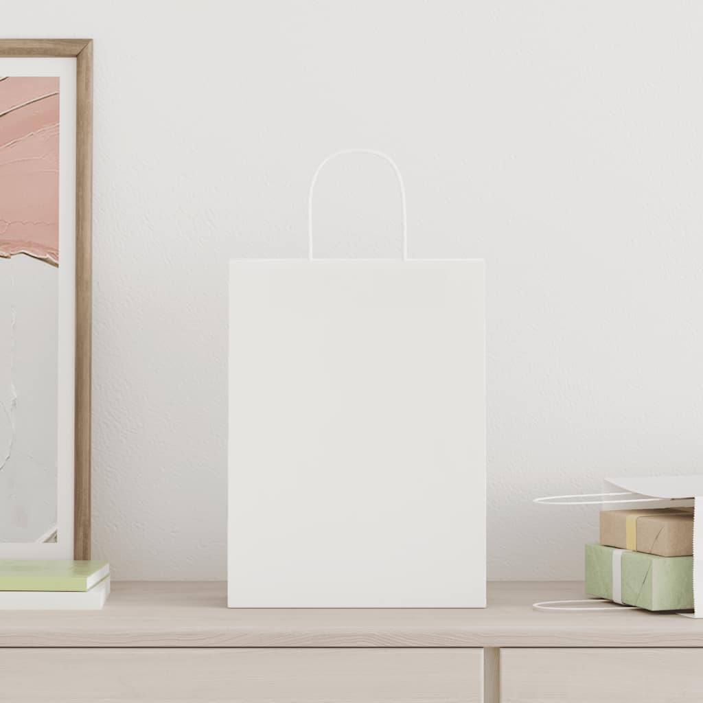 Χάρτινες σακούλες 250 τεμάχια με χερούλια Λευκό 26x12x35 εκ. - Pakobazaar