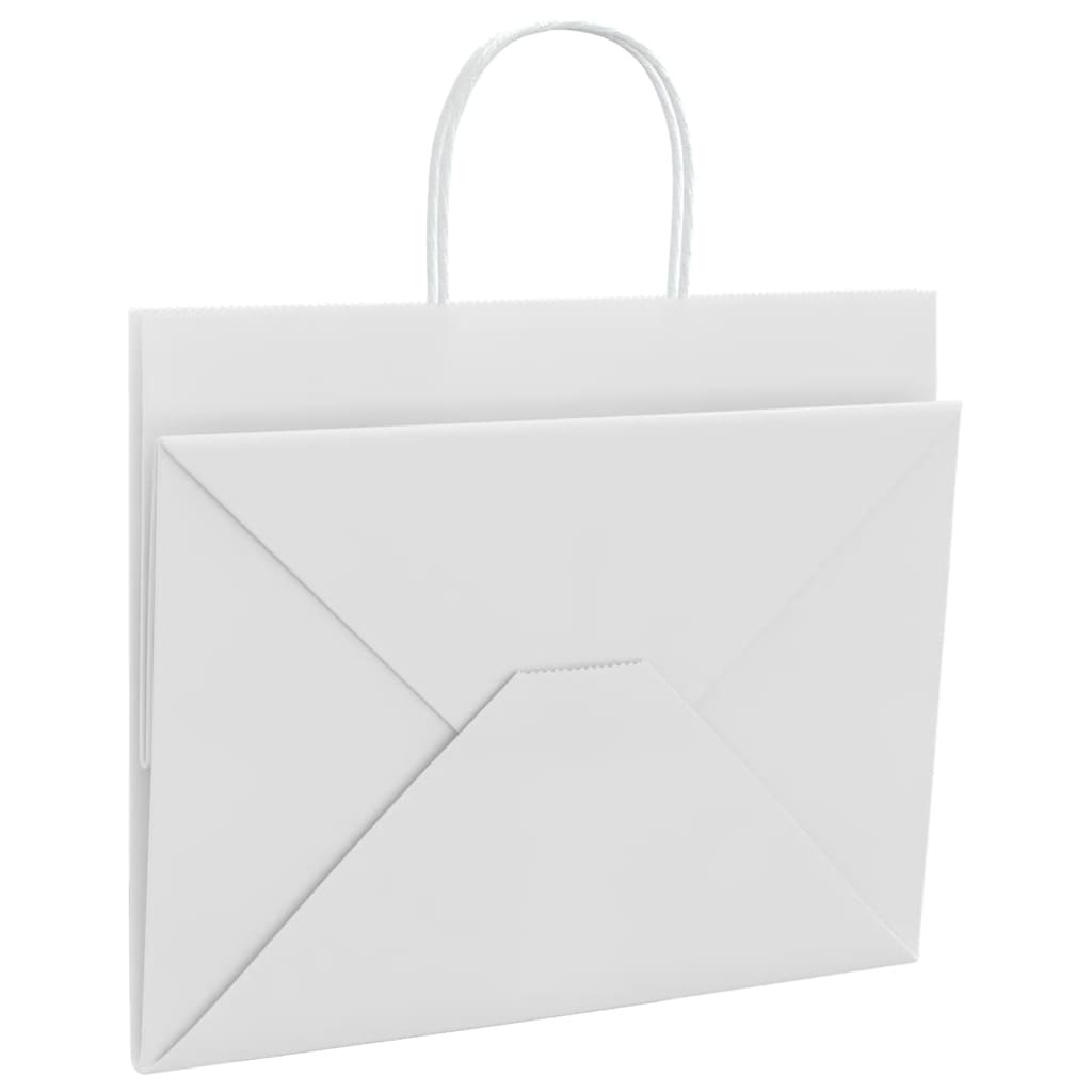 Χάρτινες σακούλες 250 τεμάχια με χερούλια Λευκό 32x22x24 εκ.
