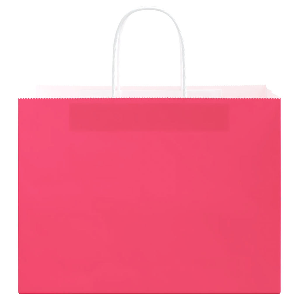 Χάρτινες σακούλες 250 τεμάχια με χερούλια Ροζ 32x17x25 εκ. - Pakobazaar