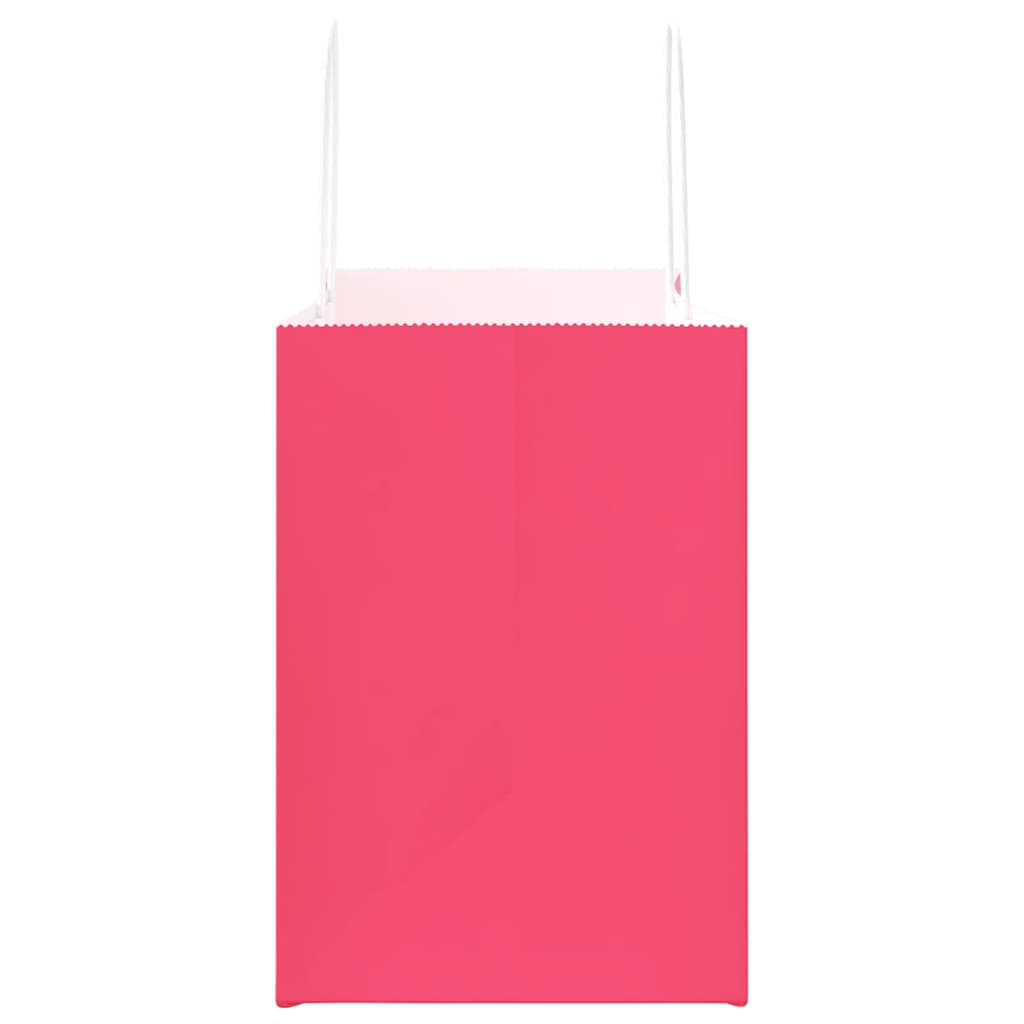 Χάρτινες σακούλες 250 τεμάχια με χερούλια Ροζ 32x17x25 εκ. - Pakobazaar