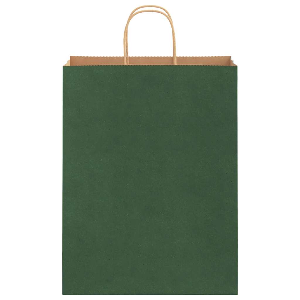 Χάρτινες σακούλες 250 τεμάχια με χερούλια Πράσινο 32x12x42 εκ.