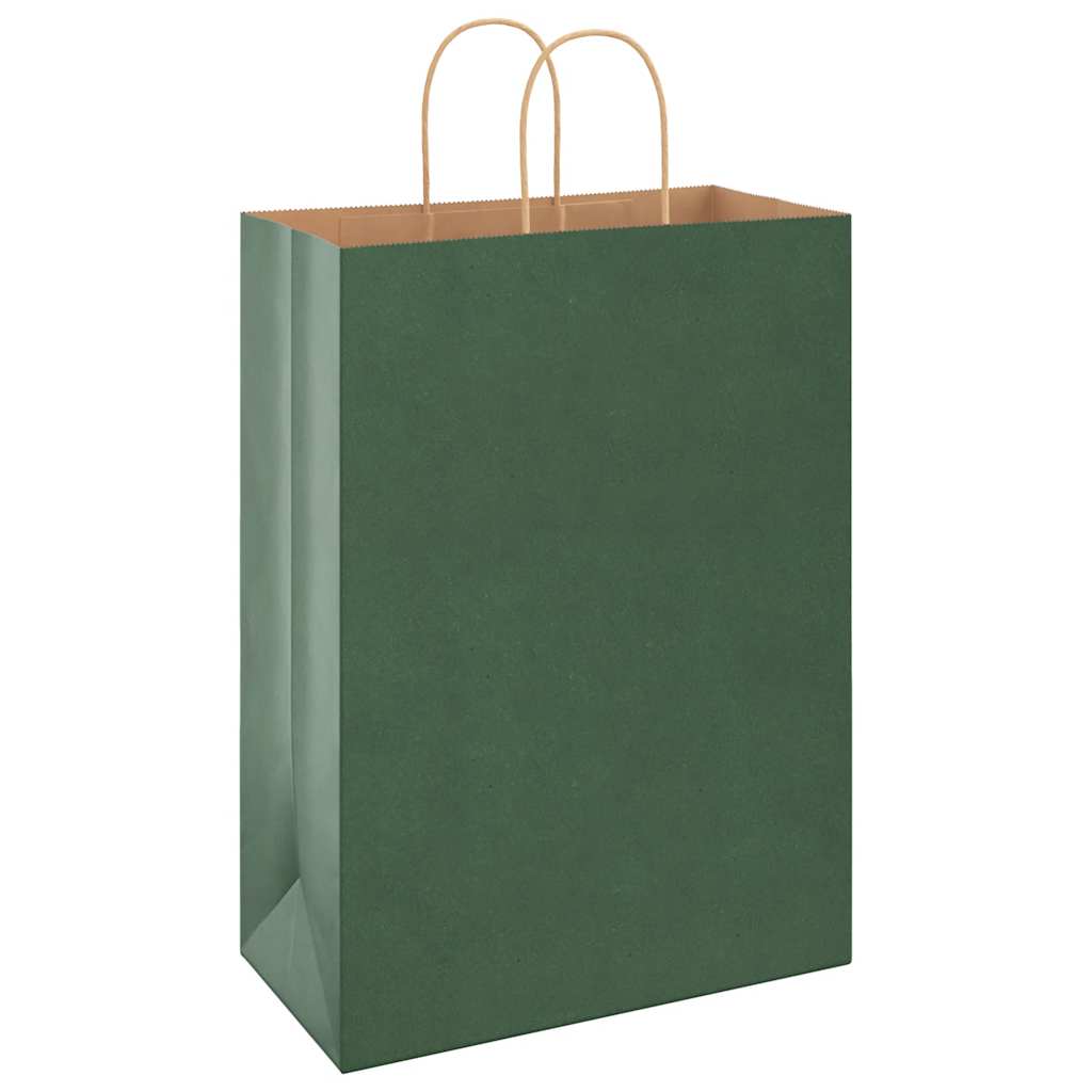 Χάρτινες σακούλες 250 τεμάχια με χερούλια Πράσινο 32x17x44 εκ.