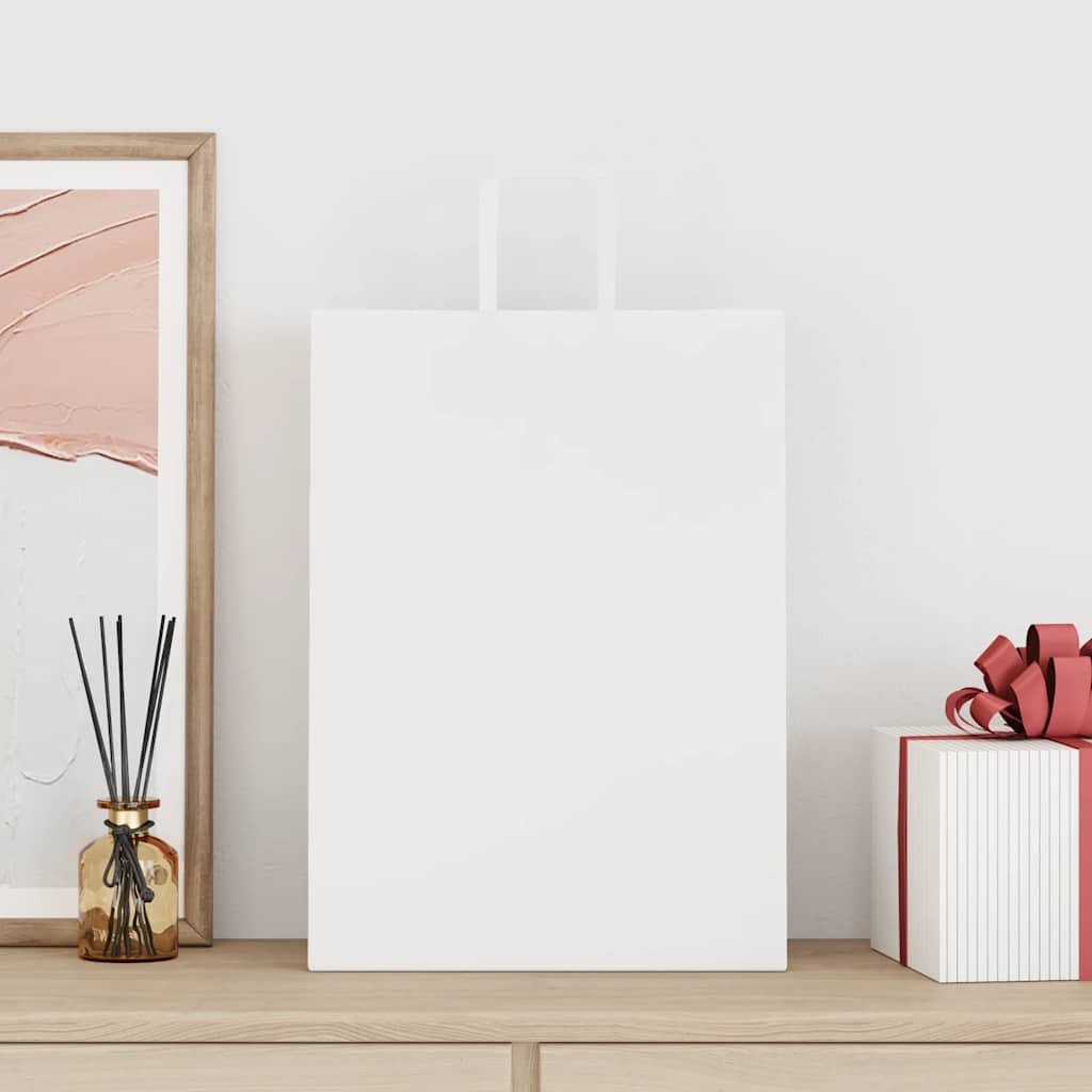 Χάρτινες σακούλες 50 τεμάχια με χερούλια Λευκό 32x17x44 εκ. - Pakobazaar