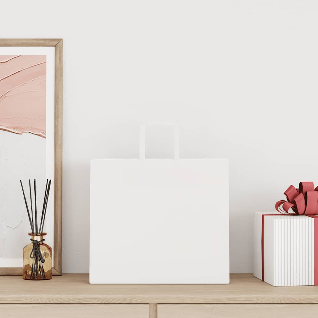 Χάρτινες σακούλες 250 τεμάχια με χερούλια Λευκό 32x22x28 εκ.