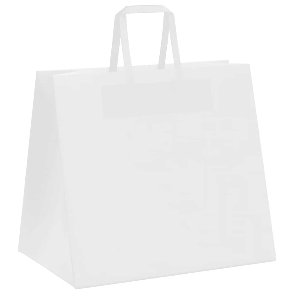Χάρτινες σακούλες 250 τεμάχια με χερούλια Λευκό 32x22x28 εκ.