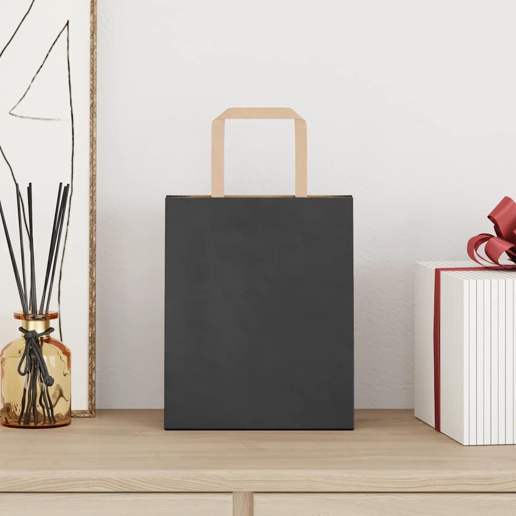 Χάρτινες σακούλες 50 τεμάχια με χερούλια Μαύρο 18x8x22 εκ.