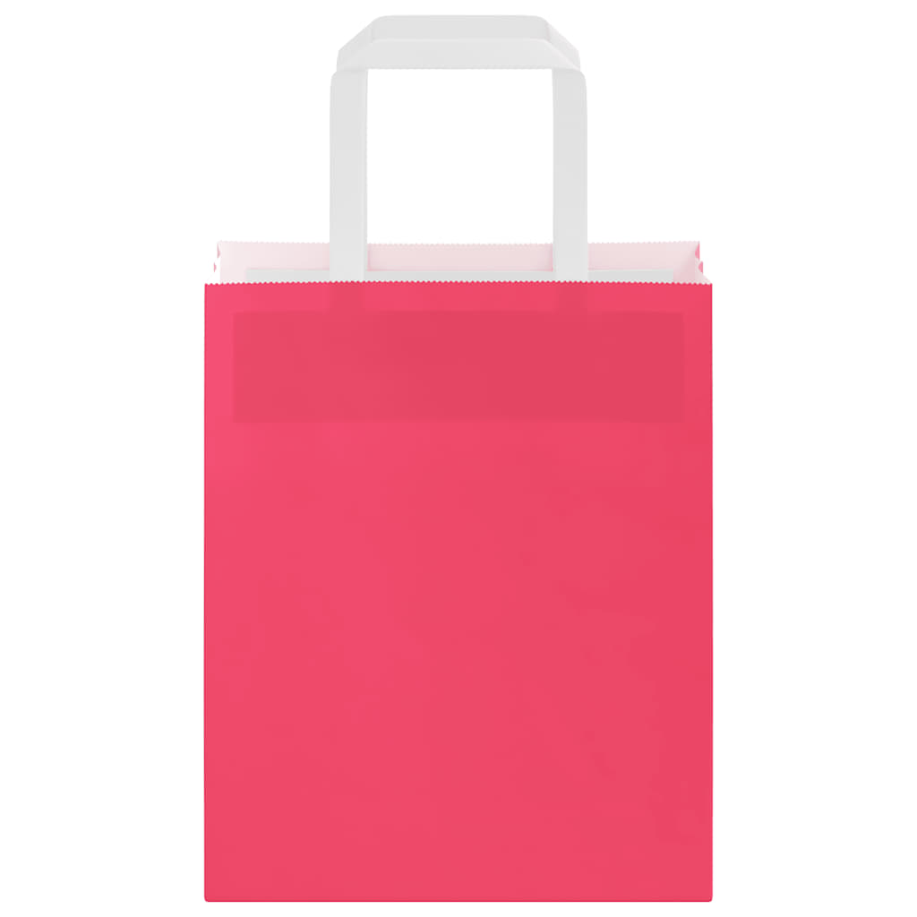 Χάρτινες σακούλες 250 τεμάχια με χερούλια Ροζ 18x8x22 εκ. - Pakobazaar