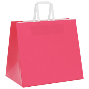 Χάρτινες σακούλες 250 τεμάχια με χερούλια Ροζ 32x22x28 εκ.