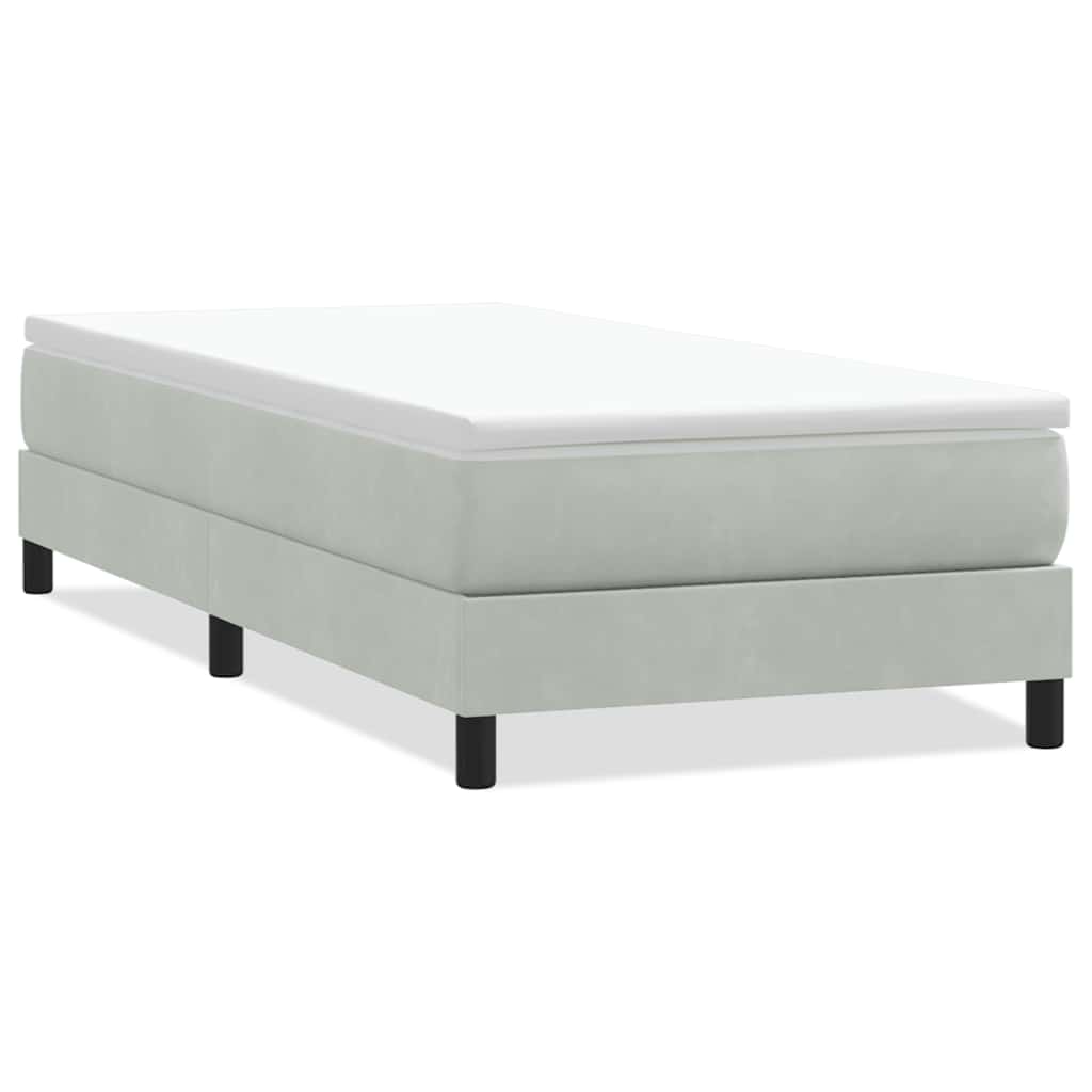 Box Spring κρεβάτι χωρίς στρώμα ανοιχτό γκρι Βελούδινο