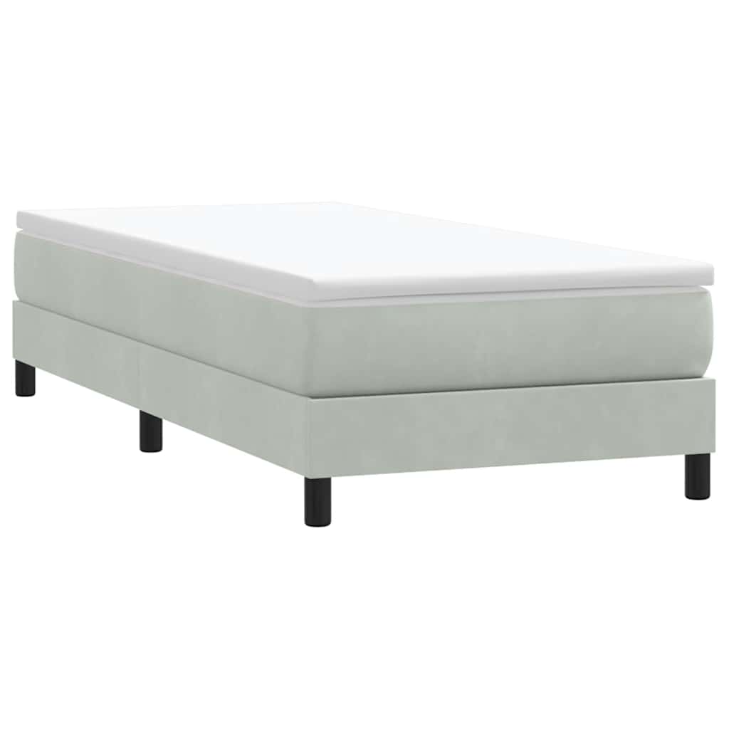 Box Spring κρεβάτι χωρίς στρώμα ανοιχτό γκρι Βελούδινο