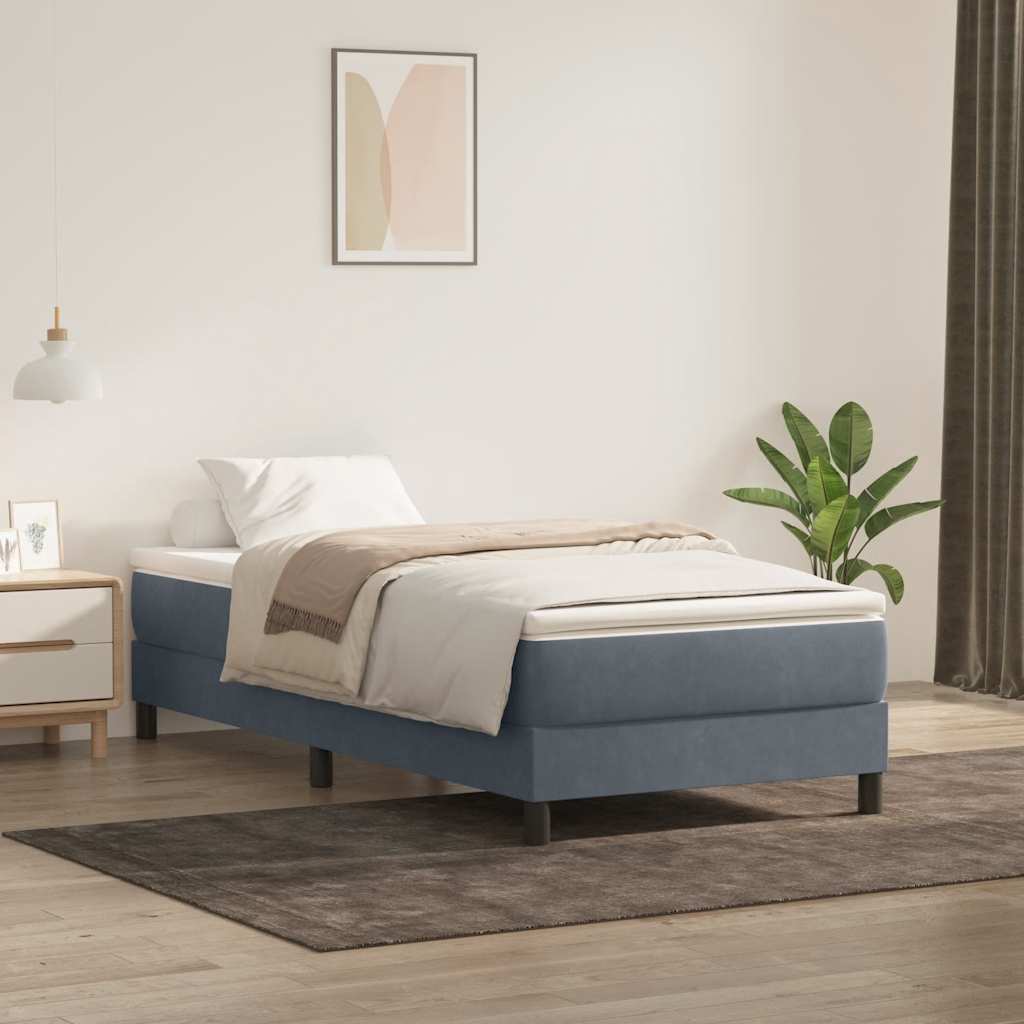 Box Spring Κρεβάτι χωρίς στρώμα Σκούρο γκρι 80x210 cm Βελούδινο