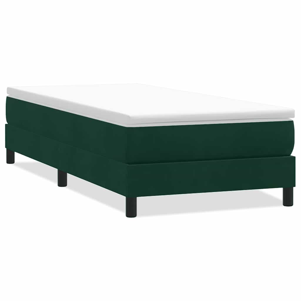 Box Spring Κρεβάτι χωρίς στρώμα Σκούρο πράσινο Βελούδινο