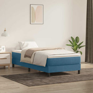 Box Spring Κρεβάτι χωρίς στρώμα Σκούρο μπλε 80x210 cm Βελούδινο