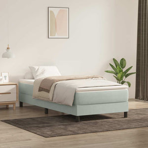 Box Spring Κρεβάτι χωρίς στρώμα ανοιχτό γκρι 90x210cm Βελούδινο